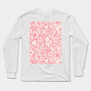 Tween spirit abstract flowers and rainbows in pink Long Sleeve T-Shirt